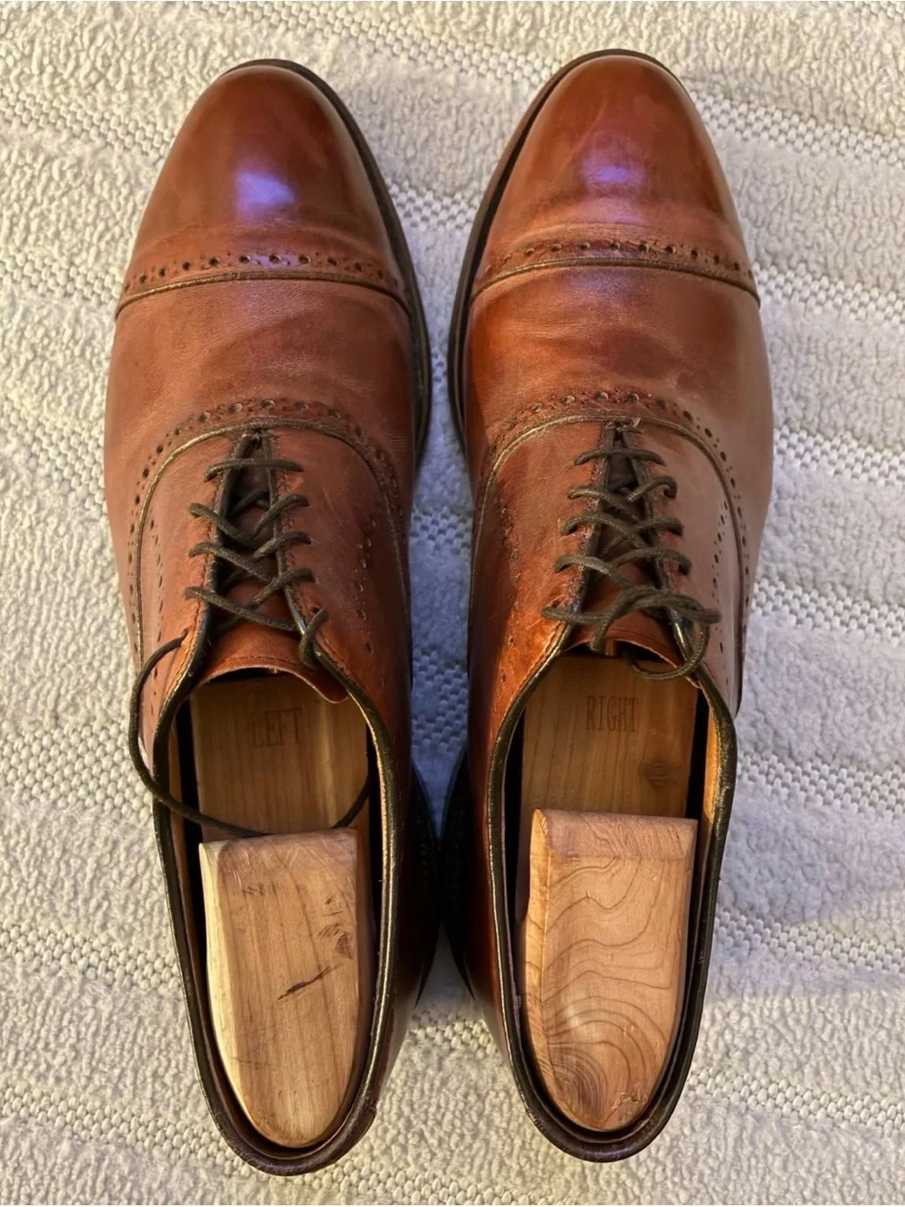 Allen Edmonds Brown Leather Cap-Toe Brogue Oxfords